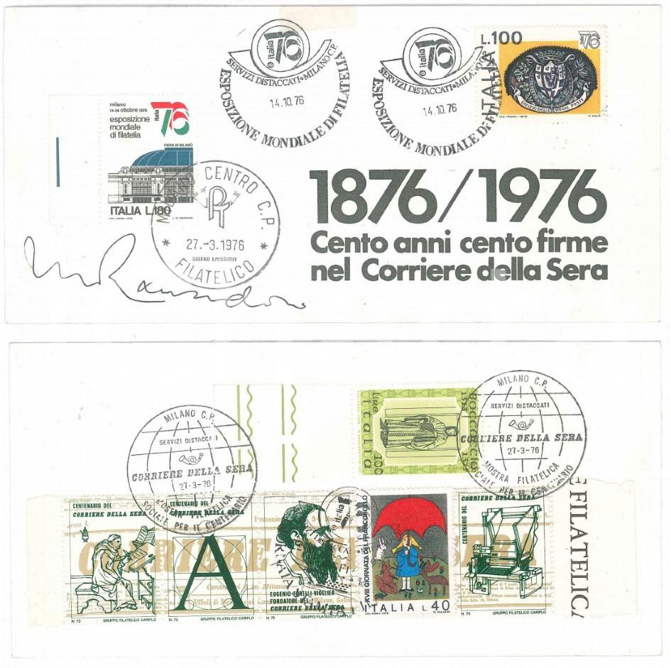 Autografo originale 1976 MILANO CORRIERE DELLA SERA Antonio PADELLARO  Biglietto AUTOGRAFO FDC 1