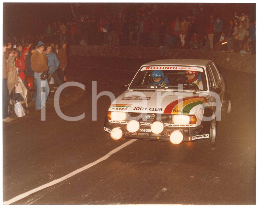 Fotografia d epoca originale 1985 ca RALLY DI COMO Trofeo Villa d Este JOLLY CLUB Alfa Romeo Giulietta FOTO 1
