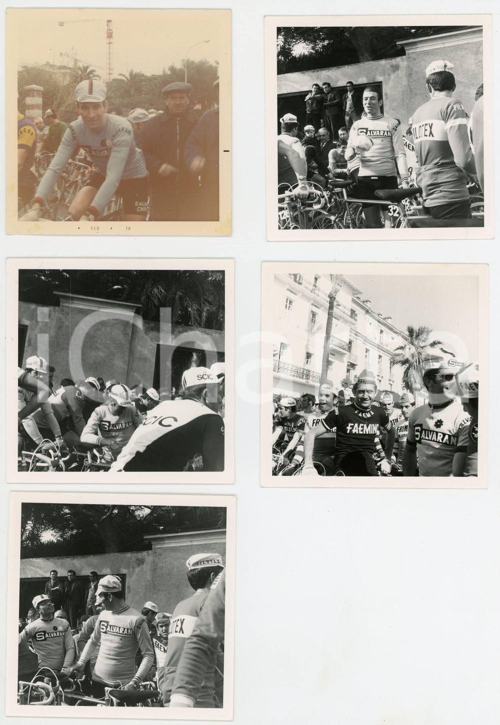 Fotografia d epoca originale 1970 SANREMO Felice GIMONDI durante un allenamento LOTTO DI 5 FOTO 9x9 cm 1