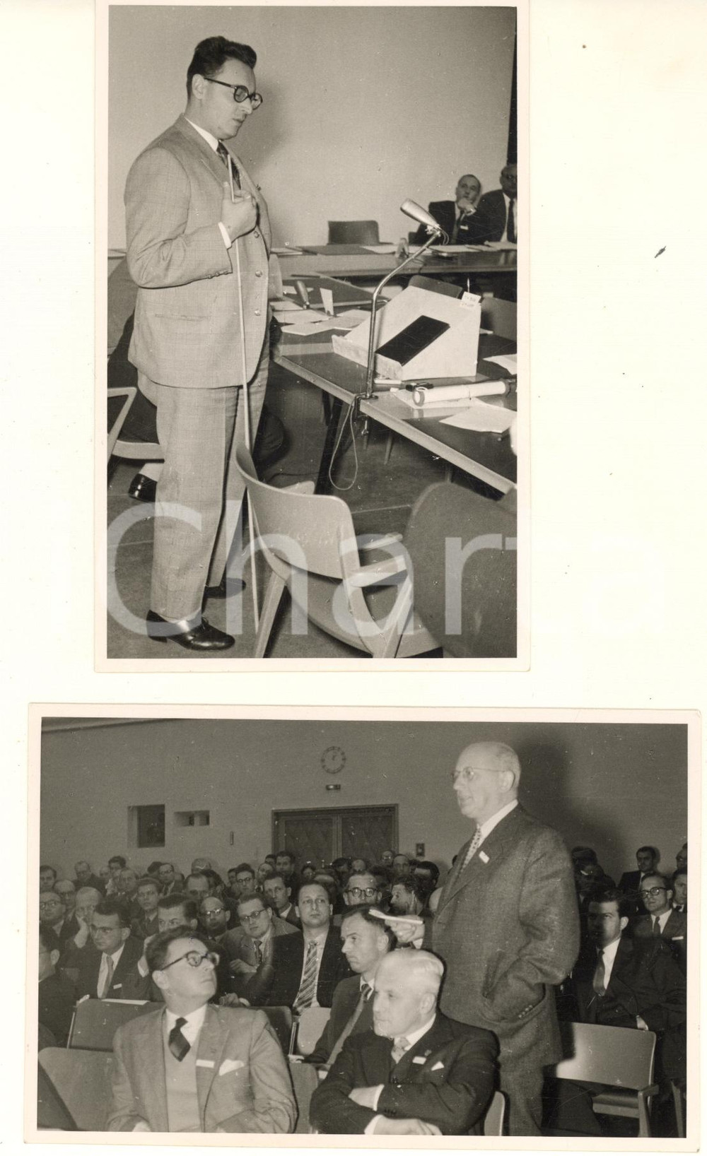 Fotografia d epoca originale Novembre 1955 DARMSTADT D Un convegno  Lotto 2 foto 12x9 cm 1