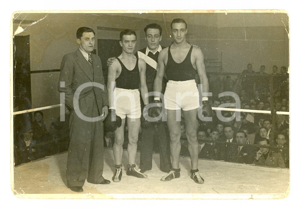 Fotografia d epoca originale 1930 ca GENOVA  PUGILATO Pugili prima di un incontro di BOXE Foto 15x10 cm 1
