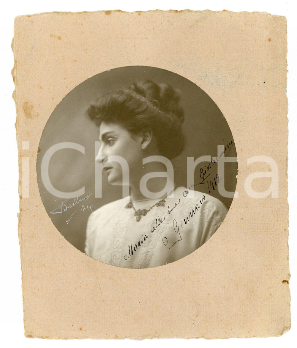Fotografia d epoca originale 1912 ROMA Ritratto femminile  Foto BETTINI 14x17 cm 1