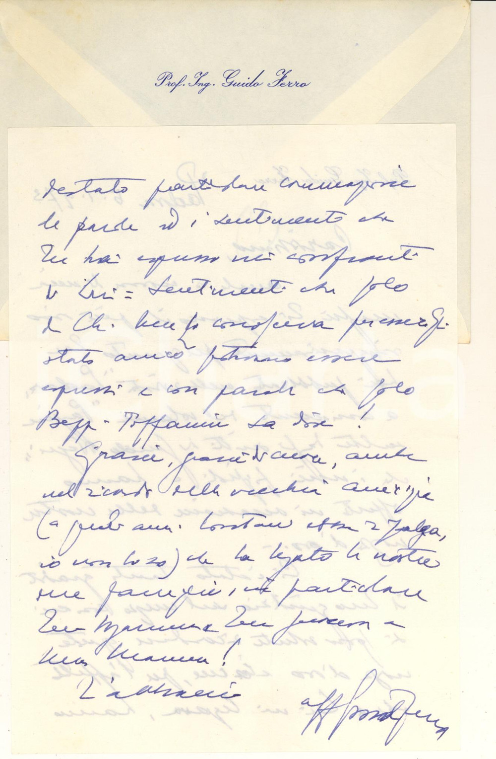 Autografo originale 1973 PADOVA Prof. Ing. Guido FERRO  Ringraziamento per recensione  AUTOGRAFO 1