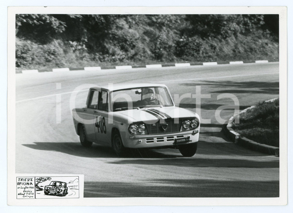 Fotografia d epoca originale 1965 TRIESTE OPICINA Lancia FULVIA durante la gara JOLLY CLUB Foto RALLY 1