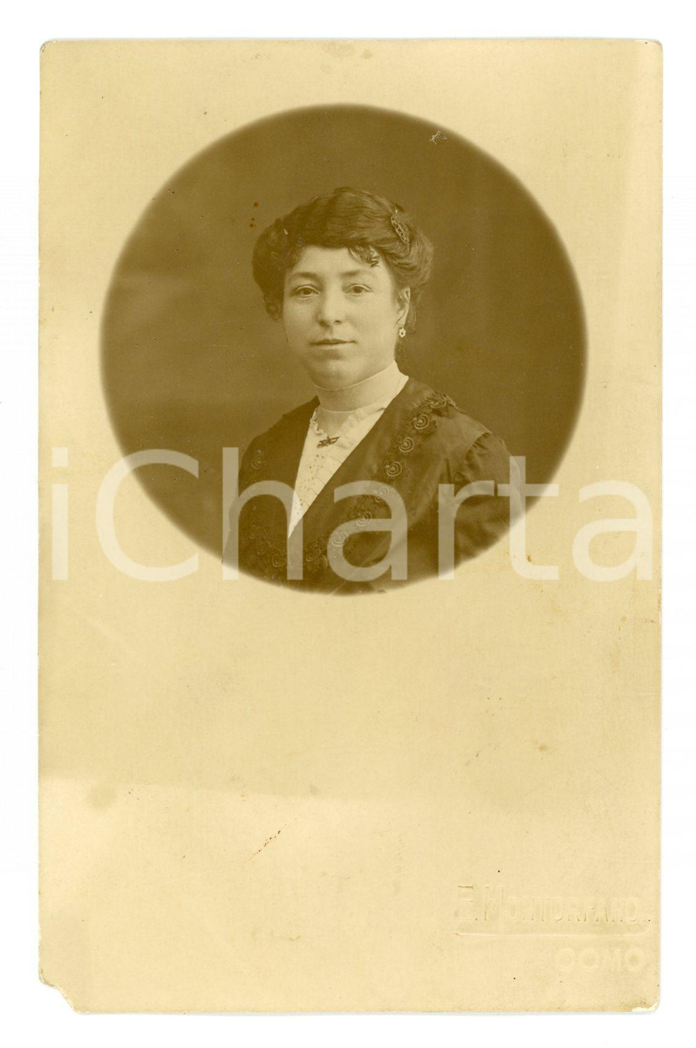 Fotografia d epoca originale 1910 ca COMO Ritratto di Carolina GANDI Foto E. MONTORFANO 8x13 cm 1
