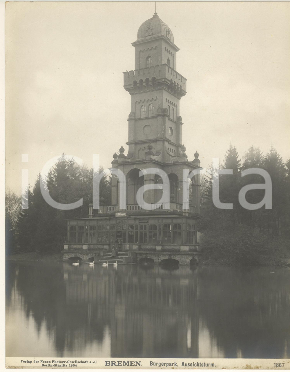 Fotografia d epoca originale 1904 BREMEN GERMANY Bürgerpark, Aussichtsturm Fotografia n. 1867 2 1