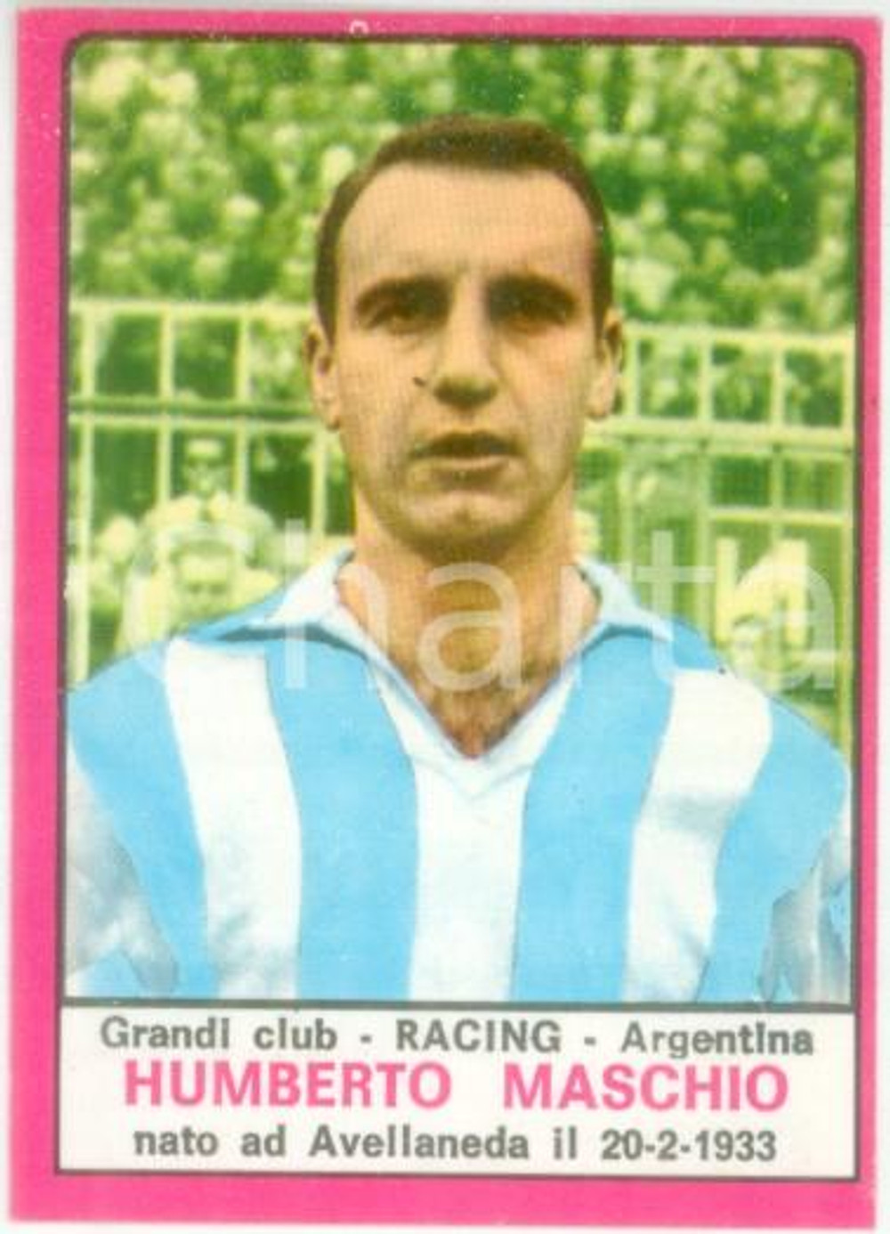 Oggetto da collezione cartaceo PANINI CALCIATORI 1967 Figurina Humberto MASCHIO Grandi Club RACING ARGENTINA 1 1