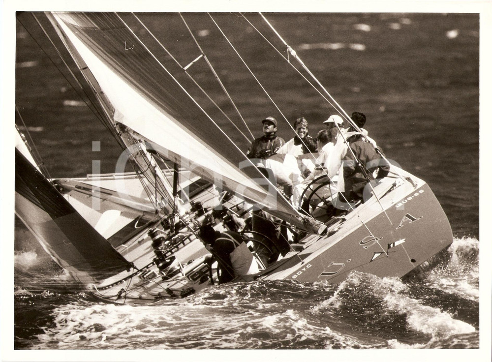 Fotografia d epoca originale 1987 FREMANTLE Louis Vuitton Cup US55 STARS AND STRIPES Equipaggio REGATTA 1