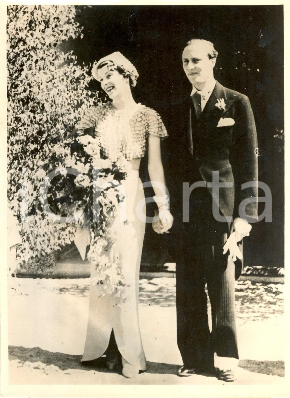 Fotografia d epoca originale 1937 KVILLINGE SVEZIA Carlo BERNADOTTE sposa la contessa Elsa VON ROSEN Foto 4 1