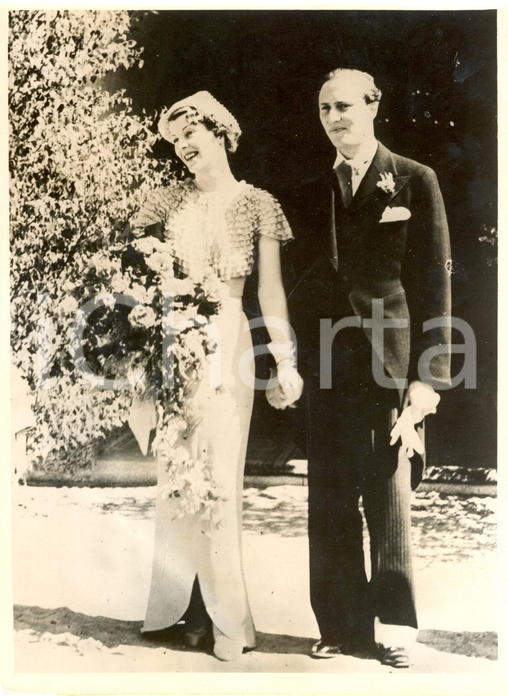 Fotografia d epoca originale 1937 KVILLINGE SVEZIA Carlo BERNADOTTE sposa la contessa Elsa VON ROSEN Foto 2 1