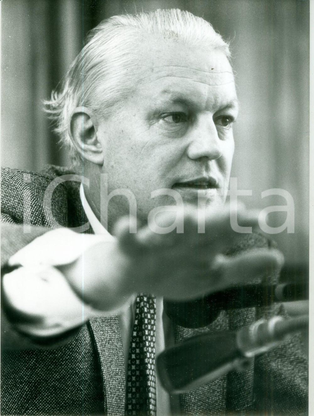 Fotografia d epoca originale 1986 BONN Ritratto di Gerhard STOLTENBERG Ministro Finanze Fotografia 6 1