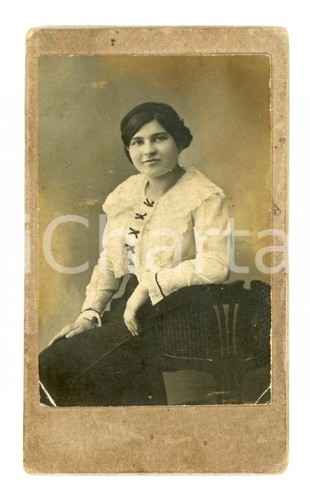 Fotografia d epoca originale 1910 ca ITALIA  COSTUME Ritratto di Giuseppina CORELLI Foto CDV  6x10 cm 1