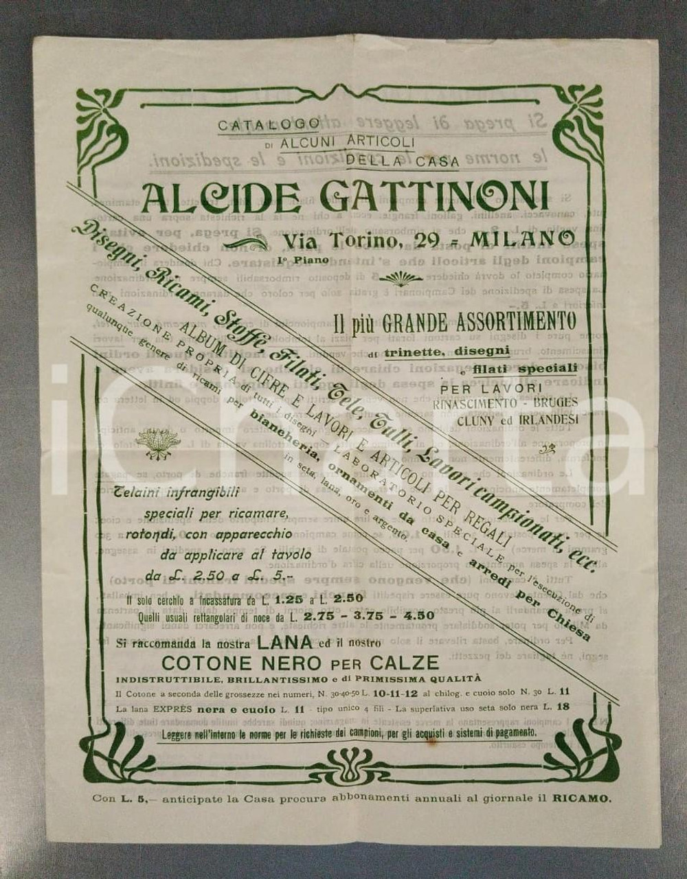 Materiale pubblicitario d’epoca 1930 ca MILANO Alcide GATTINONI Articoli per la casa - Brochure 24x31 cm 1