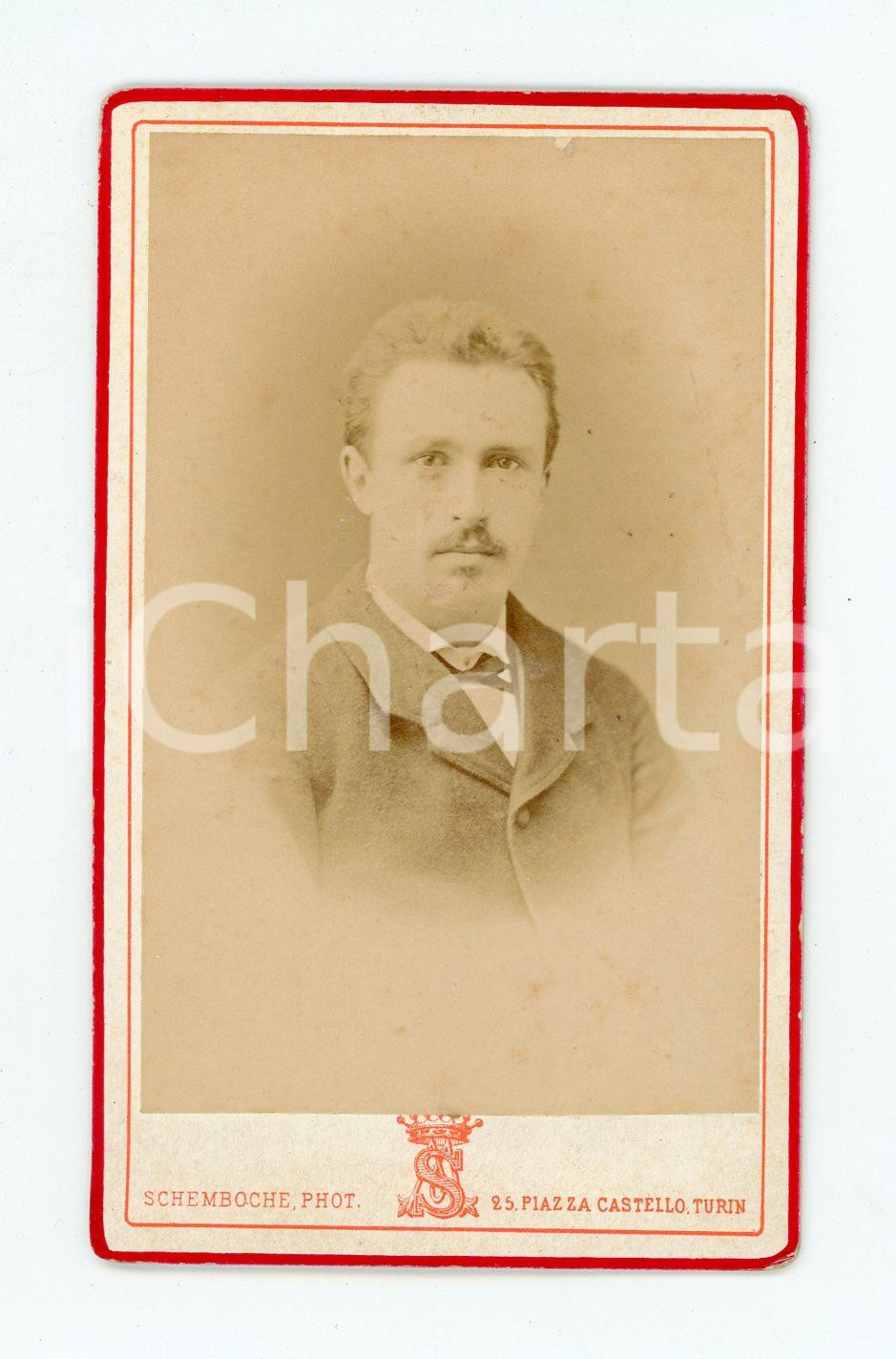 Fotografia d epoca originale 1900 ca TORINO Ritratto di Carlo BISCEGLIE Foto SCHEMBOCHE  CDV  6x10 cm 1