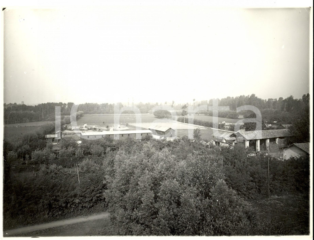 Fotografia d epoca originale 1944 RSI PAVIA TICINELLO Postazione contraerea  Veduta dall alto Foto 23x17 cm 1