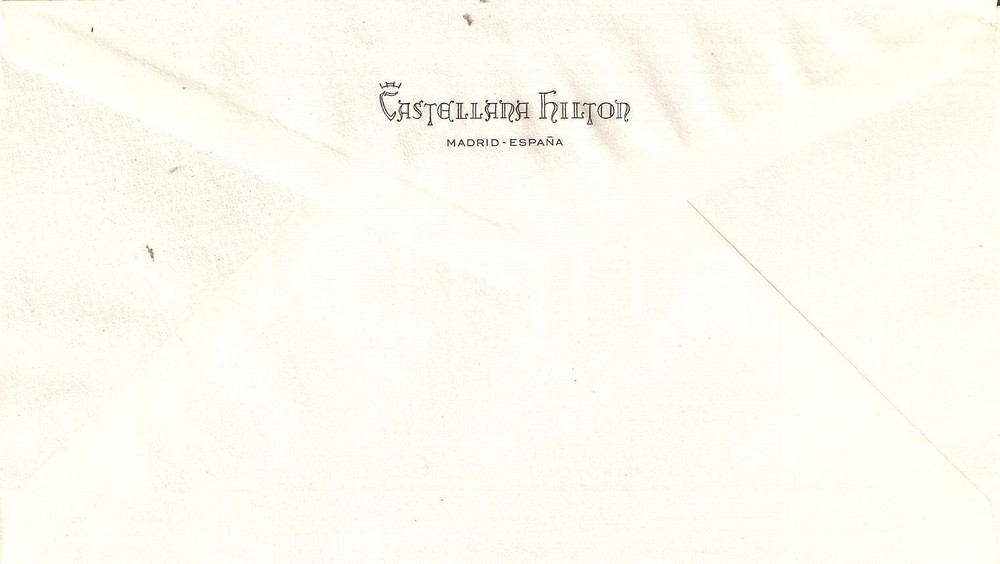 Materiale pubblicitario d’epoca 1960 ca MADRID Hotel CASTELLANA HILTON Busta intestata VUOTA Air Mail 1 1