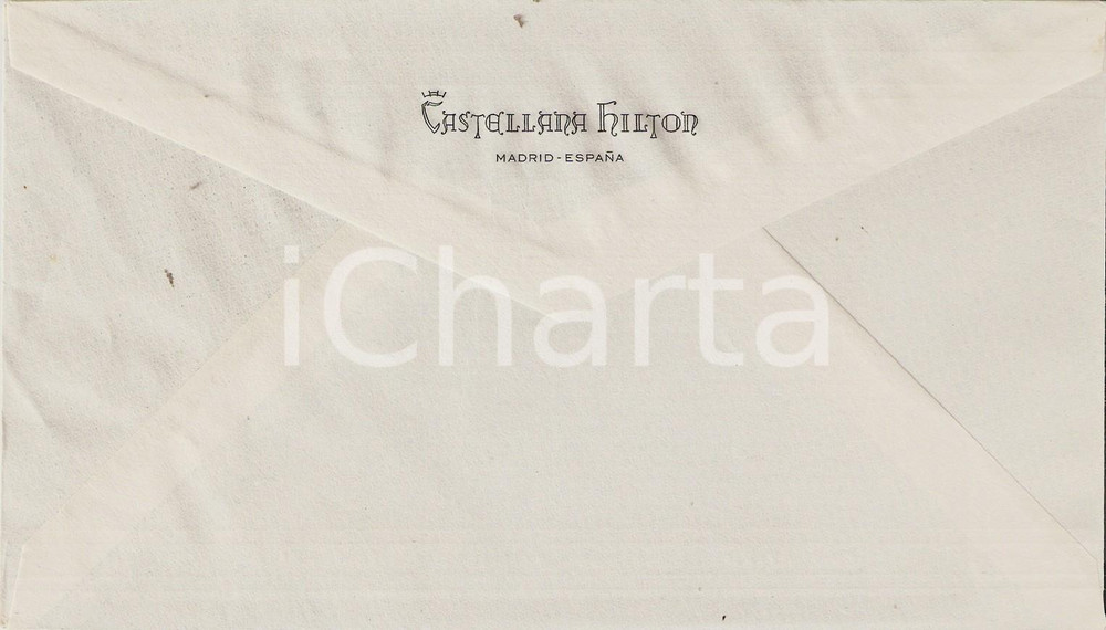 Materiale pubblicitario d’epoca 1960 ca MADRID Hotel CASTELLANA HILTON Busta intestata VUOTA Air Mail 3 1