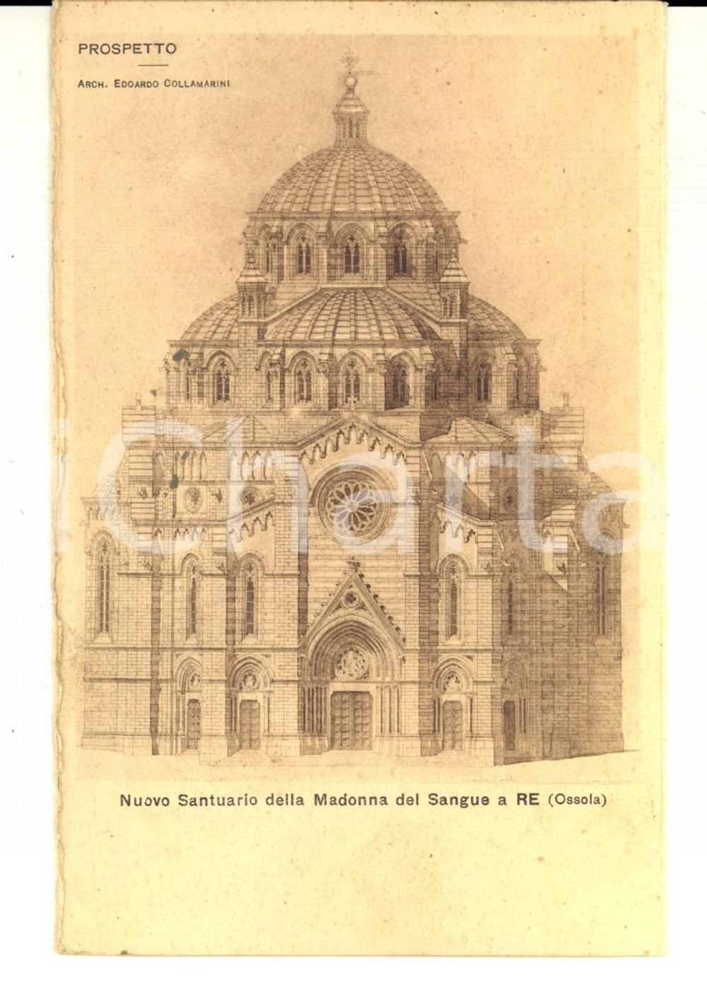 Cartolina originale da collezione 1930 ca RE VB Fianco del nuovo santuario MADONNA DEL SANGUE Cartolina FP NV 1