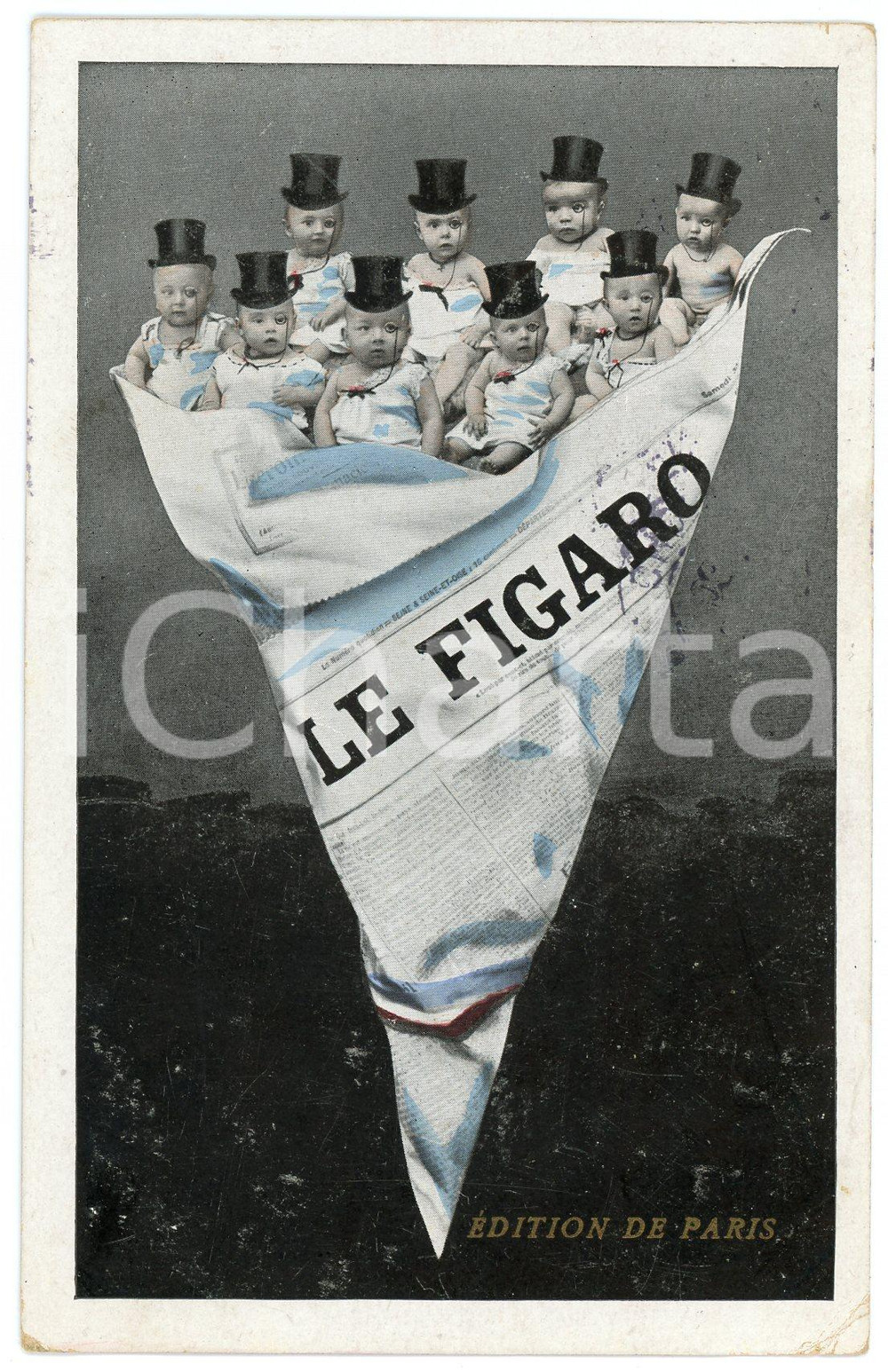 1906 CHILDREN Rich babies wrapped in a copy of LE FIGARO Postcard FP VG Cartolina illustrata d'epoca, viaggiata.EDITORE:  Editions de Paris CONDIZIONI:FAIR/discreto piccole piegature agli angoli inferiore, lievi segni di usura al rectoFORMATO: 9x14 cm originale e autentica 1