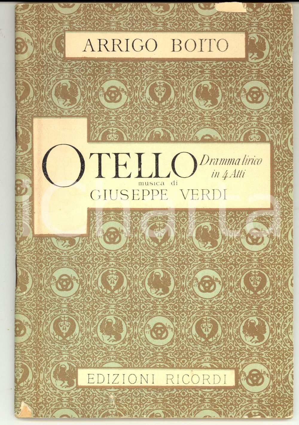 Oggetto da collezione cartaceo 1914 Giuseppe VERDI Arrigo BOITO Otello  Dramma lirico in 4 atti Ed. RICORDI 1