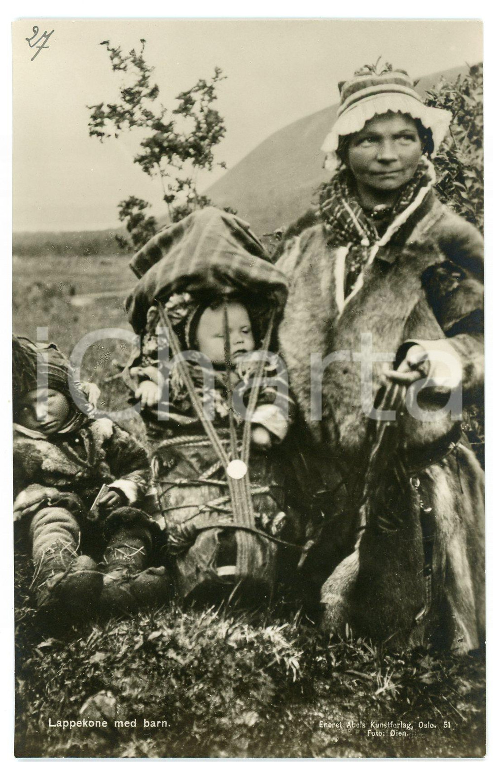 1910 ca NORWAY Lappekone med barn - Lapp woman with children - Postcard FP NV  Cartolina postale d'epoca, non viaggiata. CONDIZIONI:FAIR/discreto Lievi smussature agli angoliFORMATO: 9x14 cm originale e autentica 1