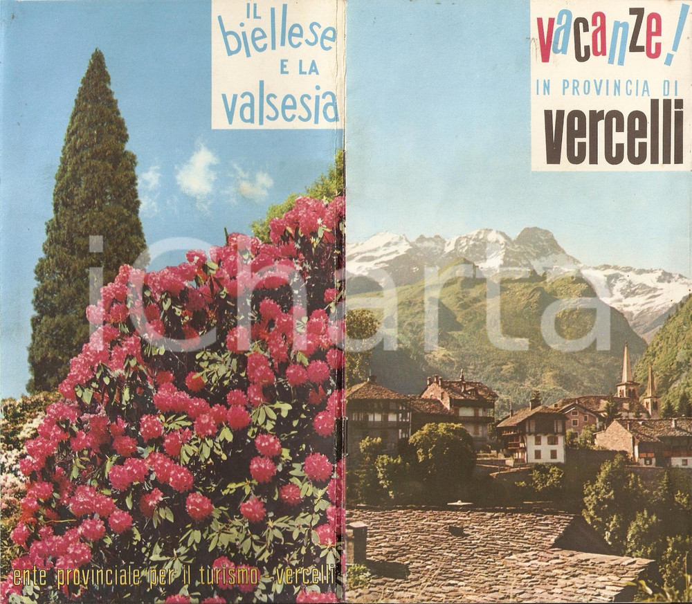 Materiale pubblicitario d’epoca 1955 ca VERCELLI Ente Provinciale Turismo Itinerari turistici BIELLA VALSESIA 1 1