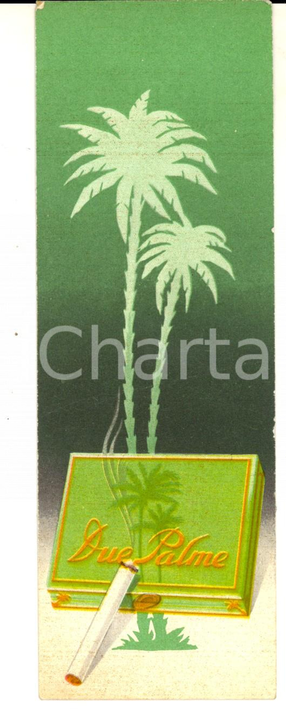 Oggetto da collezione cartaceo 1940 ca Sigarette coloniali DUE PALME /MACEDONIA ORO Segnalibro pubblicitario 10 1