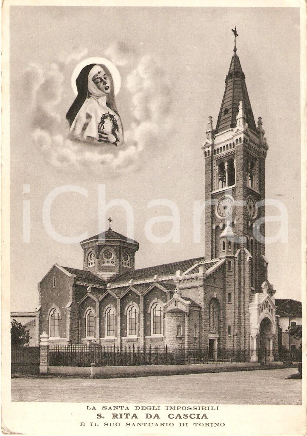 Cartolina originale da collezione 1950 ca TORINO Santuario SANTA RITA DA CASCIA Santa Impossibili *Cartolina 2 1