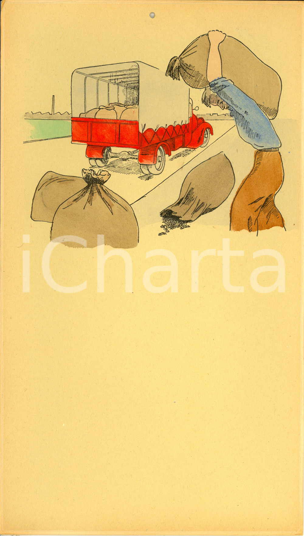 Oggetto da collezione cartaceo 1955 ca ITALIA Calendario perpetuo VINTAGE Lavoratore Acquerellato a mano 3 1
