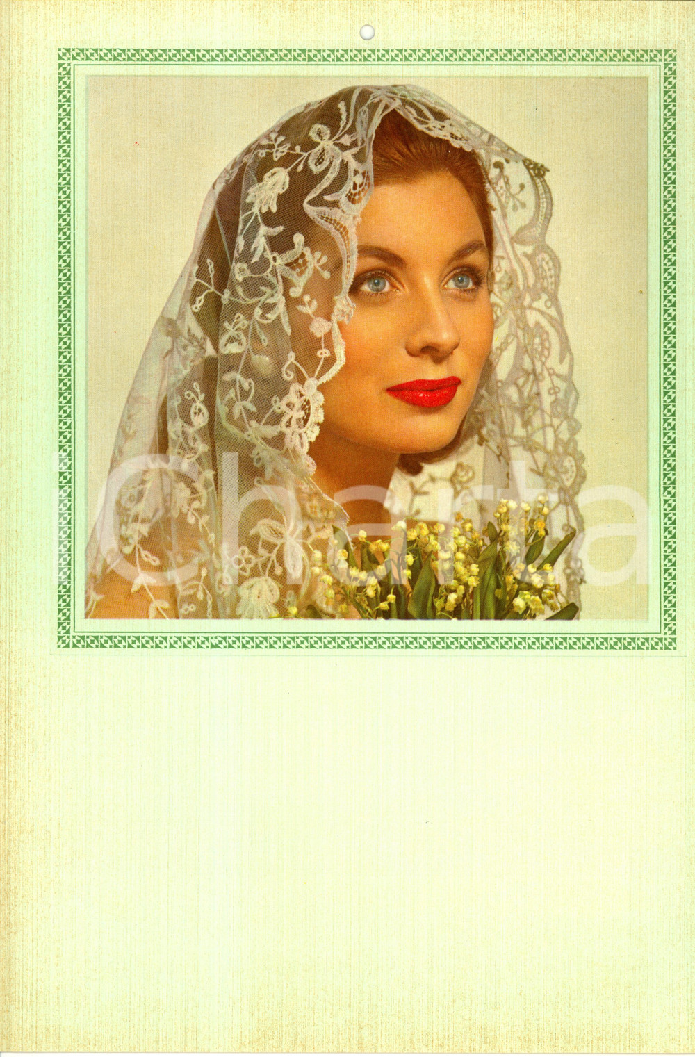 Oggetto da collezione cartaceo 1955 ca ITALIA MODERNARIATO Calendario perpetuo VINTAGE Sposa velata 4 1