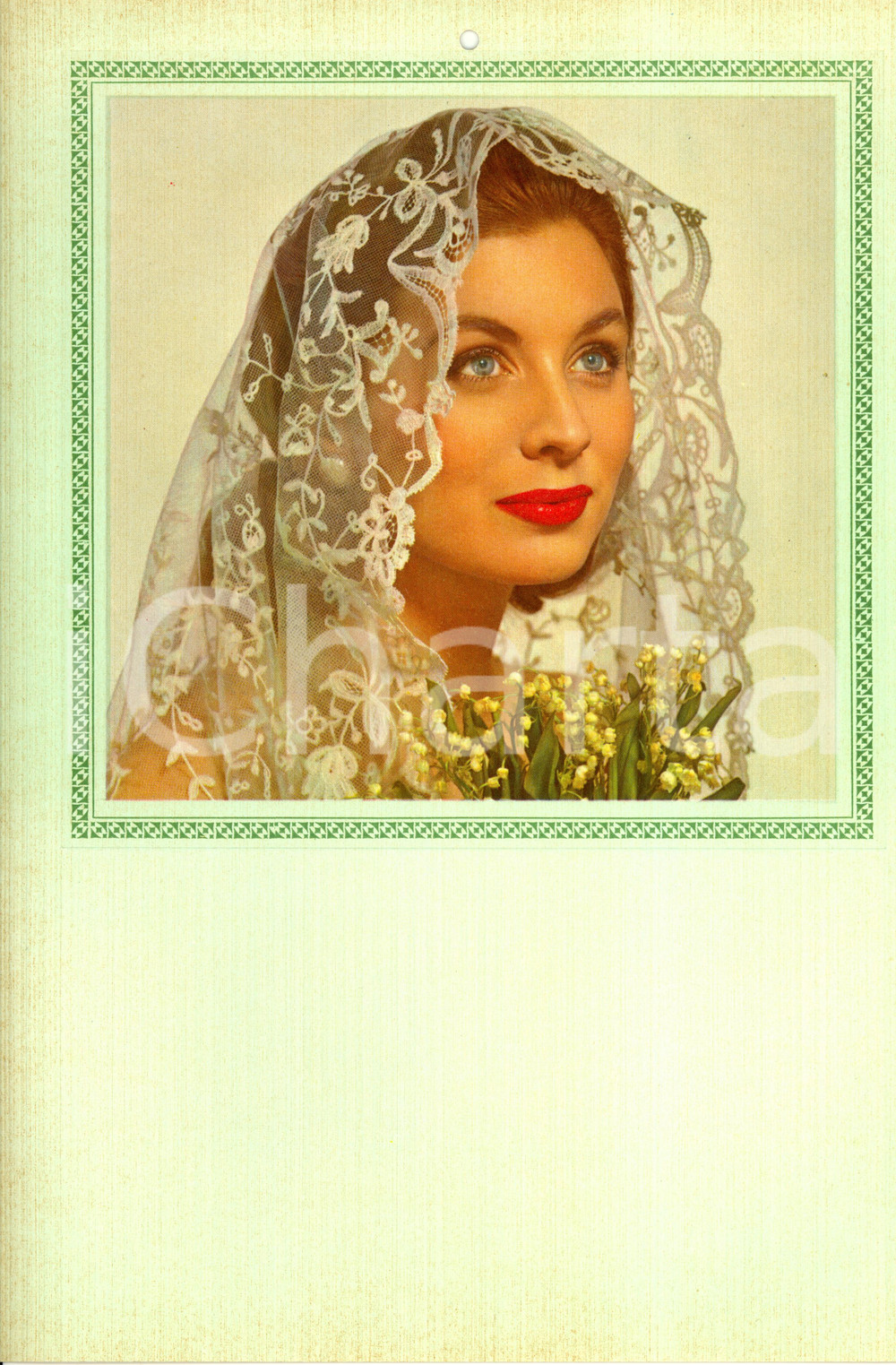 Oggetto da collezione cartaceo 1955 ca ITALIA MODERNARIATO Calendario perpetuo VINTAGE Sposa velata 5 1
