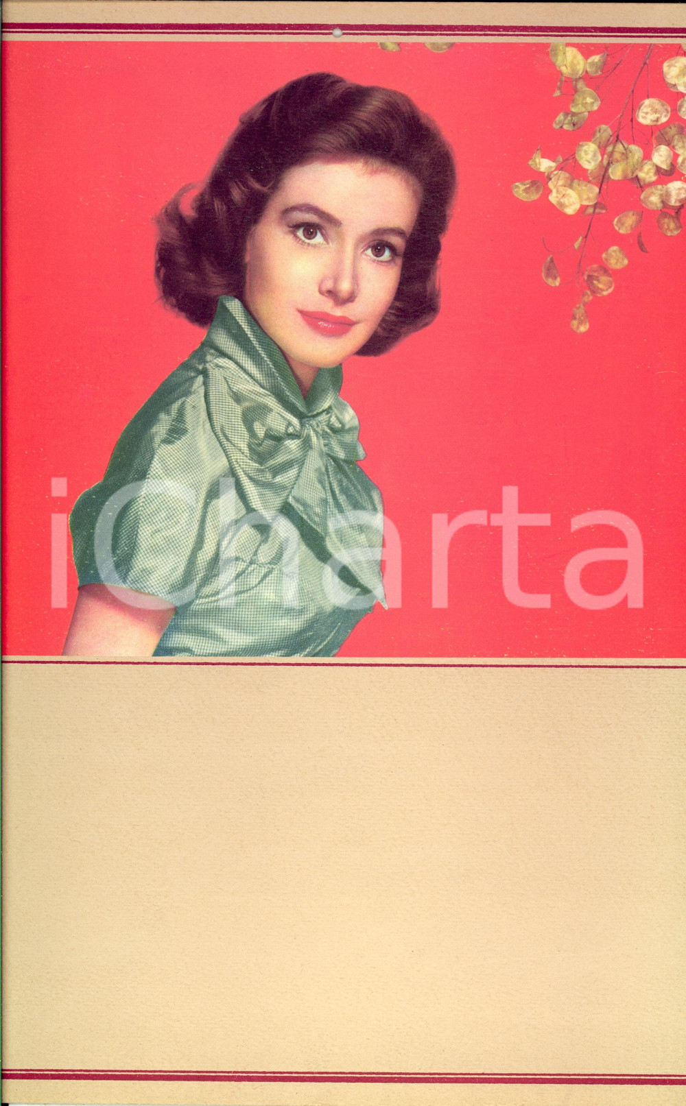 Oggetto da collezione cartaceo 1955 ca ITALIA MODERNARIATO Calendario perpetuo Elizabeth Muller  25 x 35 5 1