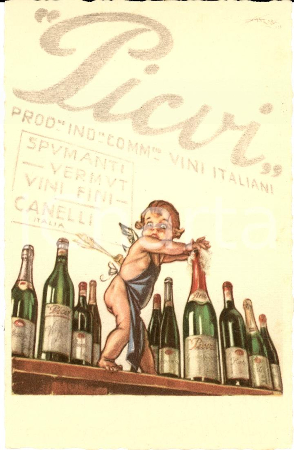 Cartolina originale da collezione 1950 ca CANELLI AT Vini e spumanti PUGNI & COPPO Cartolina FP 1