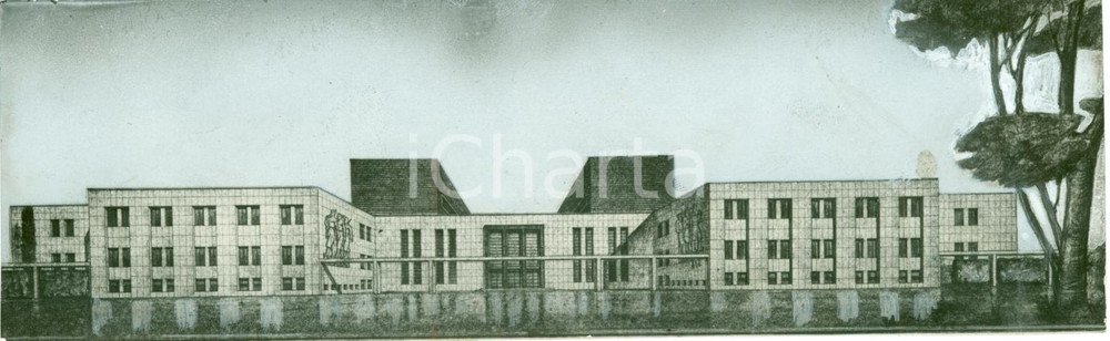 Fotografia d epoca originale 1938 MILANO Istituto MARCHIONDI SPAGLIARDI di BAGGIO Foto coeva del disegno 1