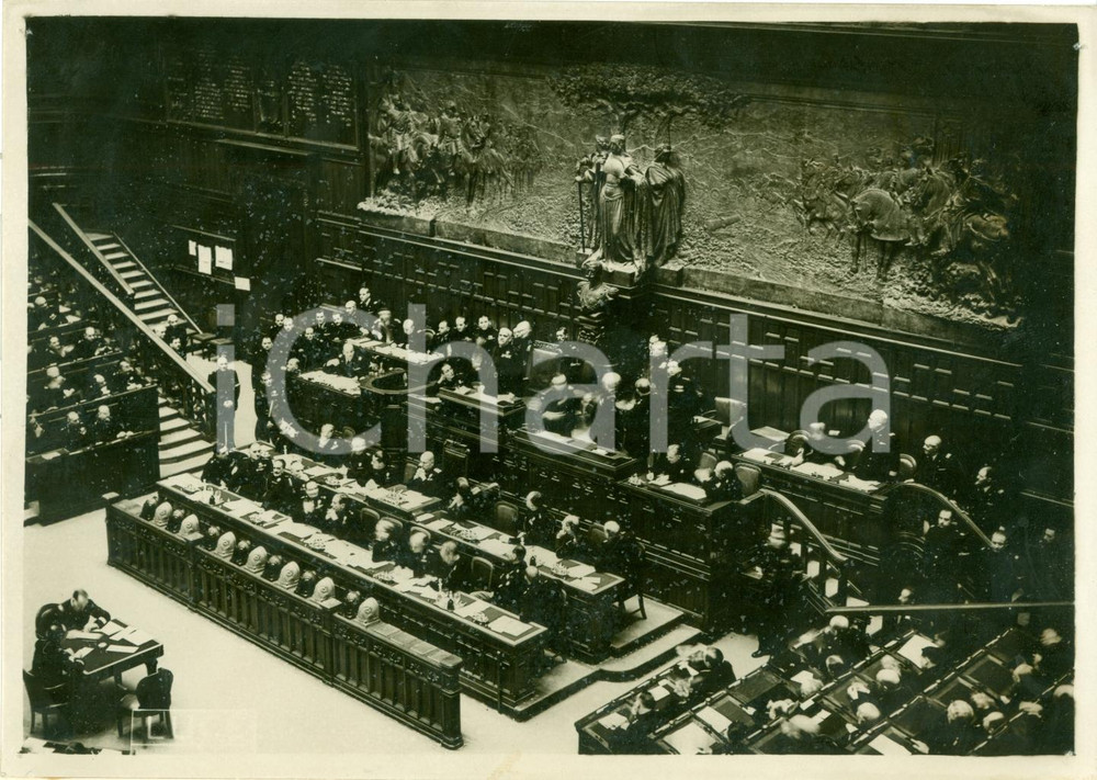 Fotografia d epoca originale 1938 ROMA Governo MUSSOLINI a ultima riunione CAMERA DEPUTATI Fotografia 1