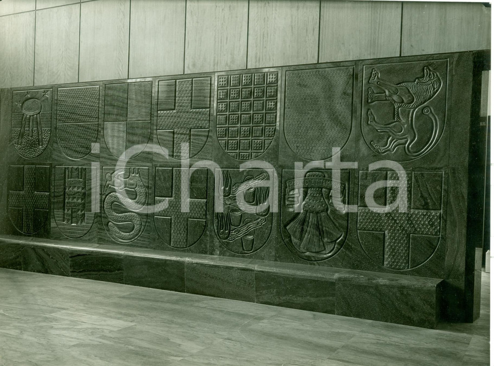 Fotografia d epoca originale 1939 MILANO MOSTRA LEONARDESCA Aula Agnoldomenico PICA Stemmi Fausto MELOTTI 2 1