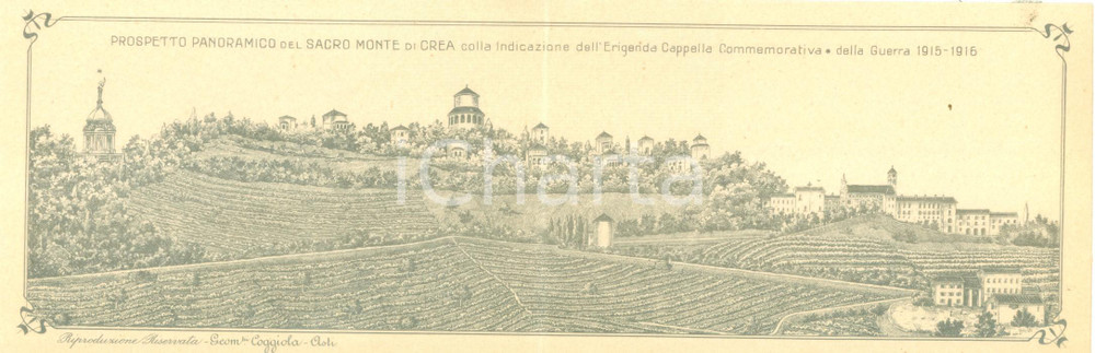 Cartolina originale da collezione 1925 ca SACRO MONTE DI CREA Prospetto panoramico Cartolina DOPPIA FP NV 1