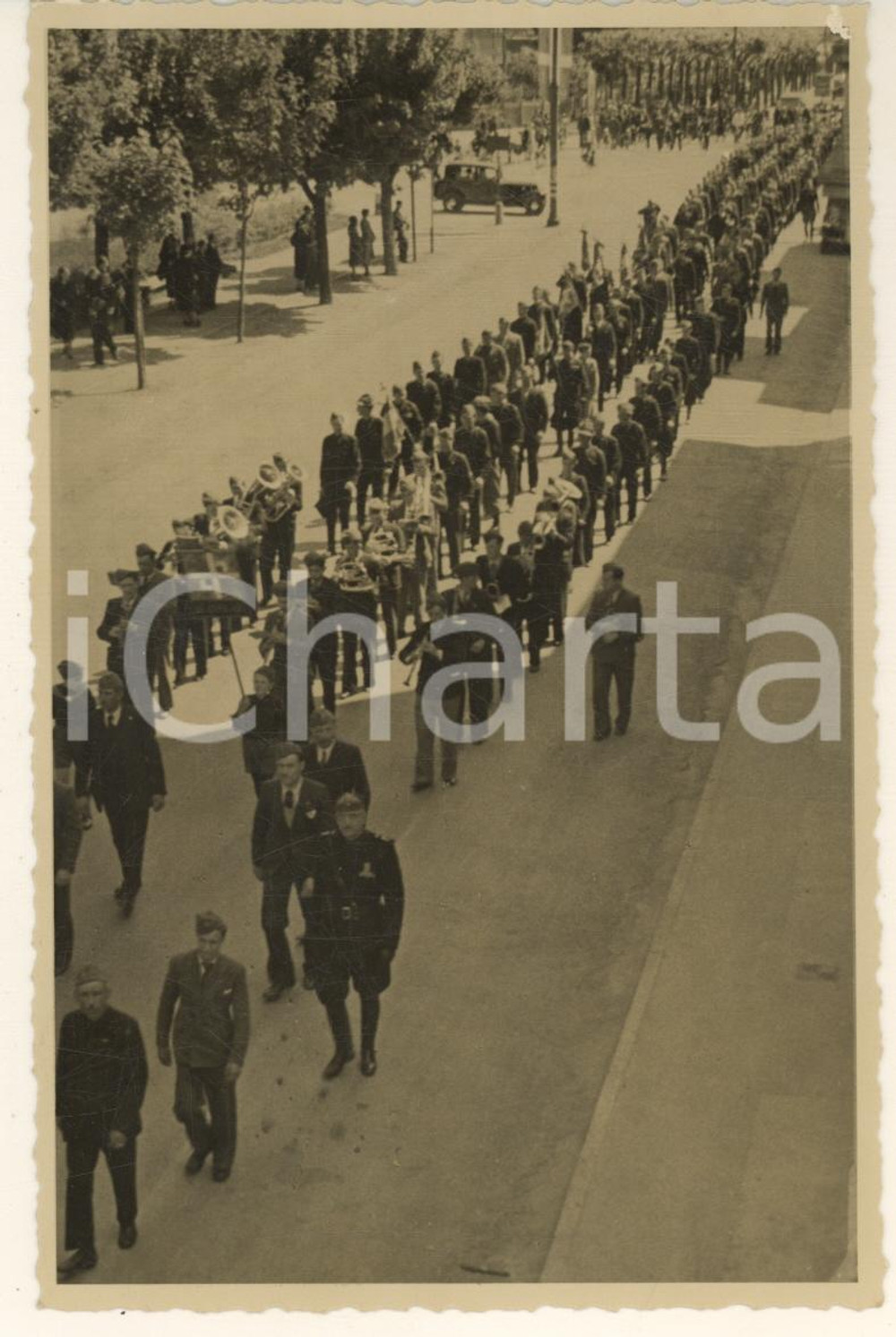 Fotografia d epoca originale 1936 NOVARA Cerimonia militare con banda musicale  Foto 10x15 cm 1