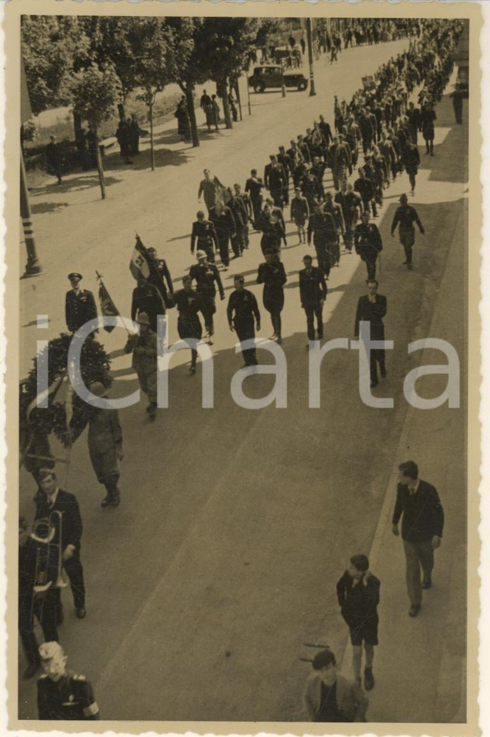Fotografia d epoca originale 1936 NOVARA Cerimonia con esercito e banda musicale  Foto 10x15 cm 1