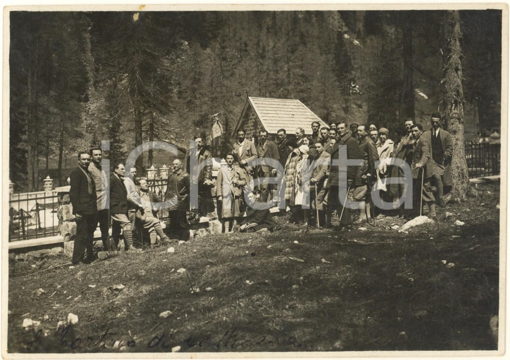 Fotografia d epoca originale 1935 ca SAN MARTINO DI CASTROZZA  Gruppo CAI Club Alpino Italiano Foto 18x13 1
