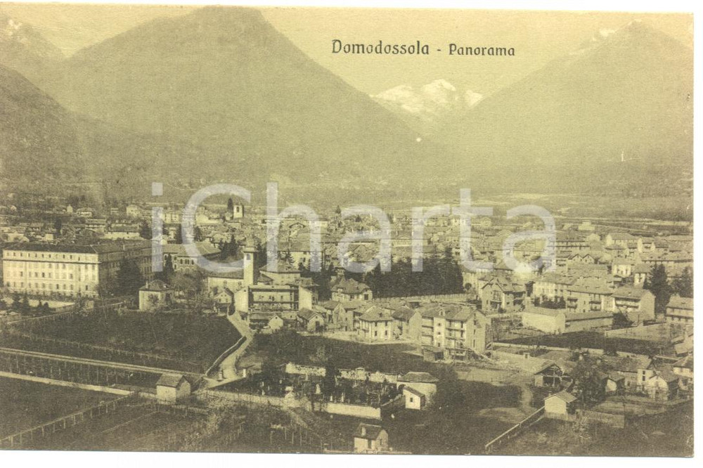 Cartolina originale da collezione 1915 ca DOMODOSSOLA VB Panorama della città Cartolina postale FP VG 1
