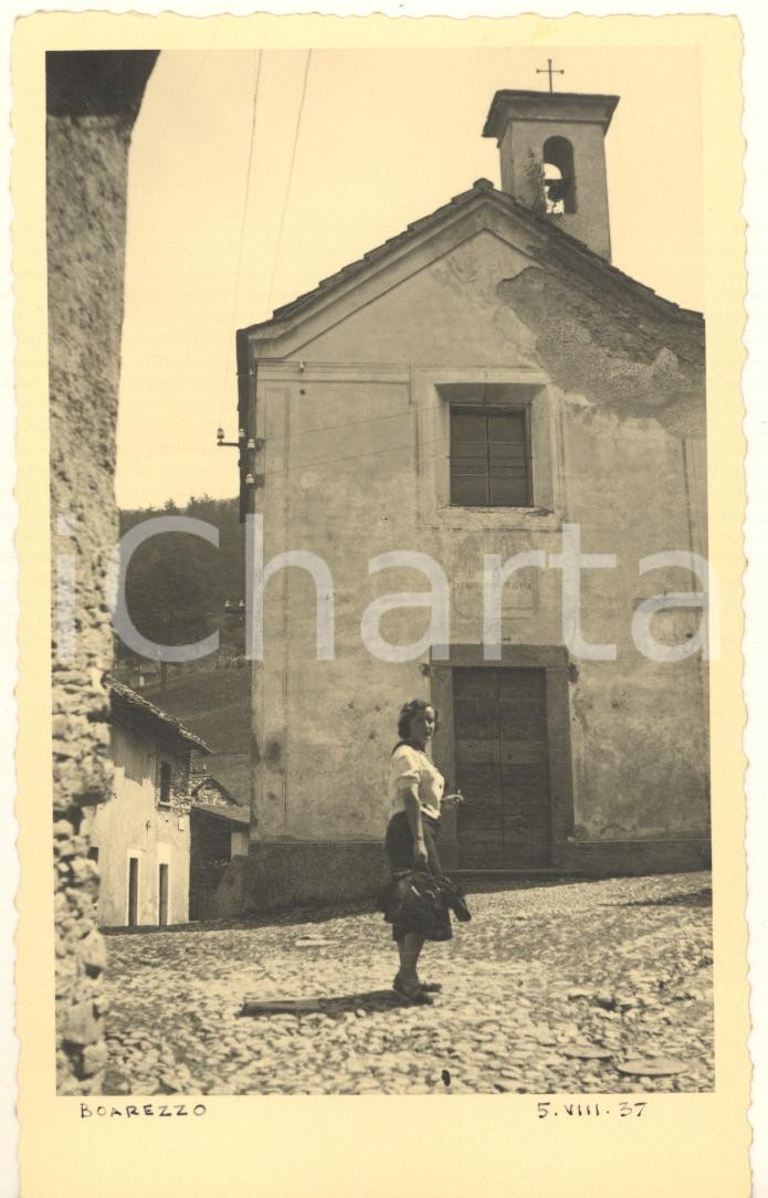 Fotografia d epoca originale Agosto 1937 BOAREZZO VA Chiesa S. Giovanni Battista Foto ANIMATA 9x14 cm 1