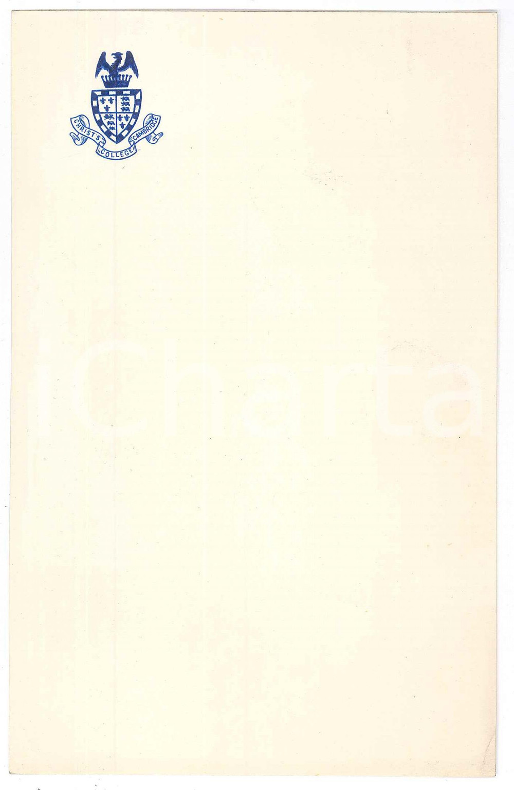 Materiale pubblicitario d’epoca 1950 ca UNIVERSITY OF CAMBRIDGE  Christ s College Carta intestata 1