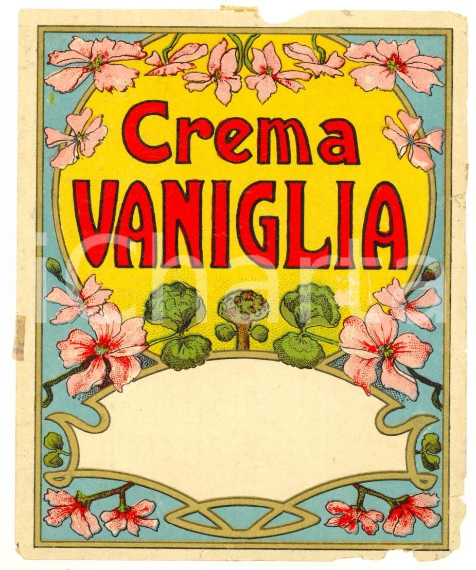 Materiale pubblicitario d’epoca 1920 ca CREMA VANIGLIA  Etichetta pubblicitaria liquore 12x13 cm 3 1