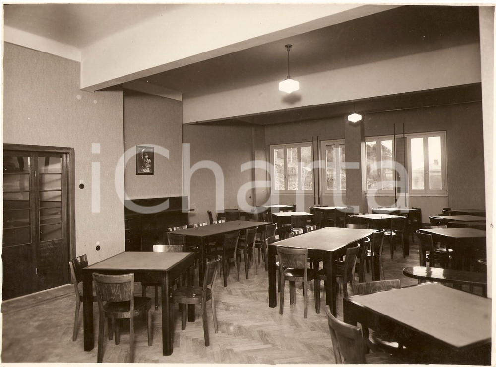 Fotografia d epoca originale 1934 GENOVA Sala da pranzo della Casa dello STUDENTE Foto 1
