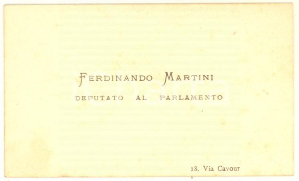 Oggetto da collezione cartaceo 1910 ca Ferdinando MARTINI Deputato al Parlamento Biglietto da visita 1