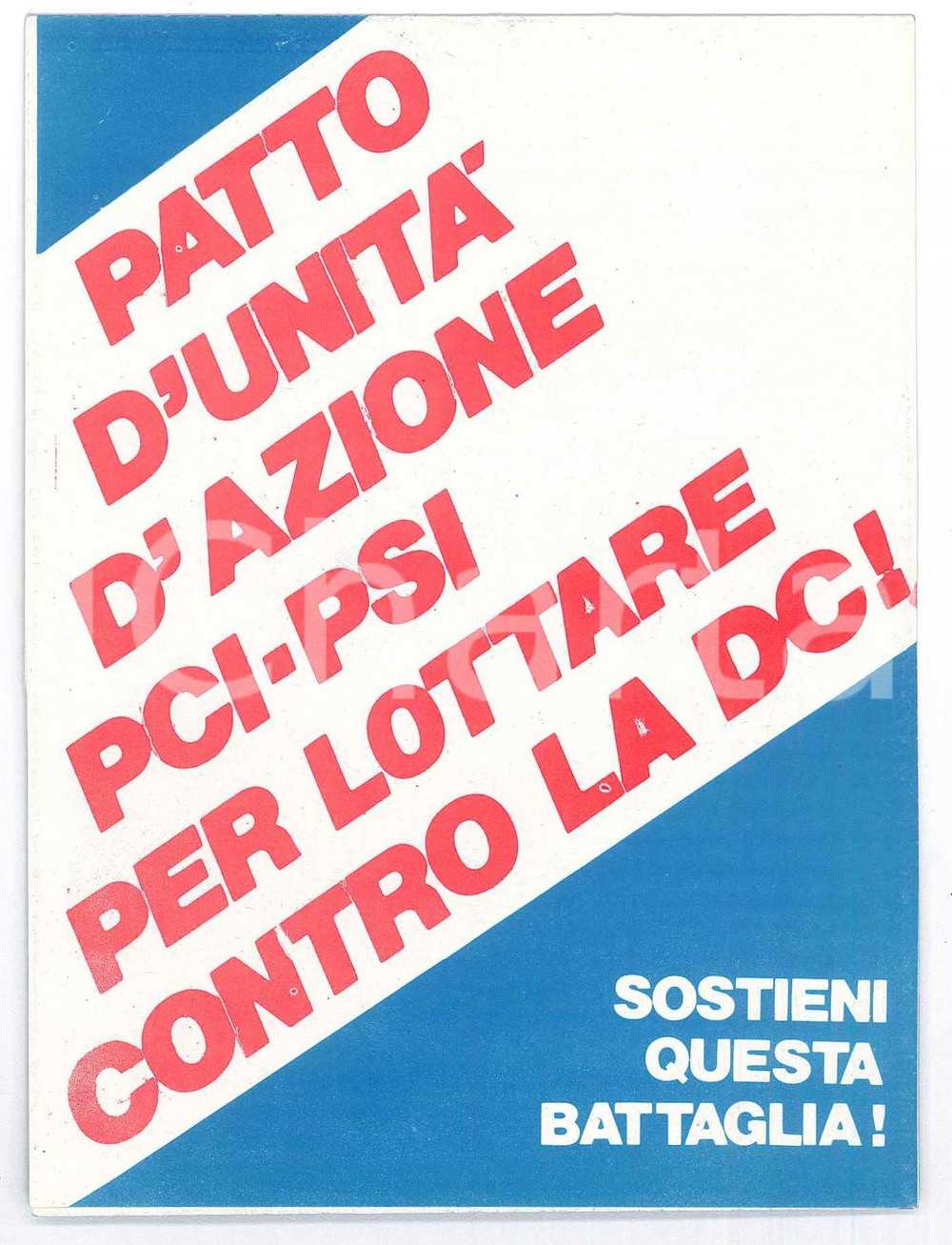 Materiale pubblicitario d’epoca 1980 LEGA SOCIALISTA RIVOLUZIONARIA Patto PCIPSI contro la DC Pieghevole 1