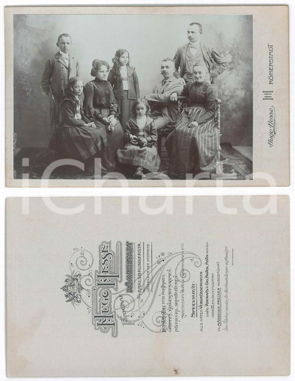 Fotografia d epoca originale 1910 ca ROMERSTADT Ritratto di famiglia borghese  Foto Hugo HESSE 1