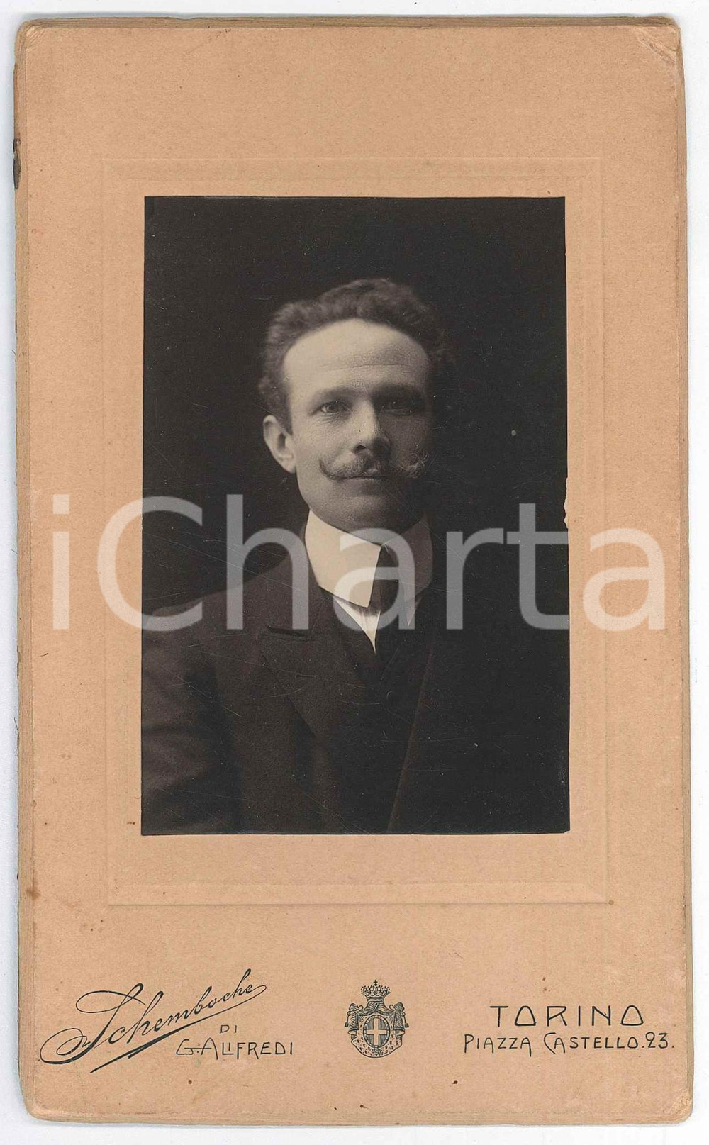 Fotografia d epoca originale 1910 ca TORINO Ritratto di Archimede GISONI  Foto SCHEMBOCHE 10x17 cm 1