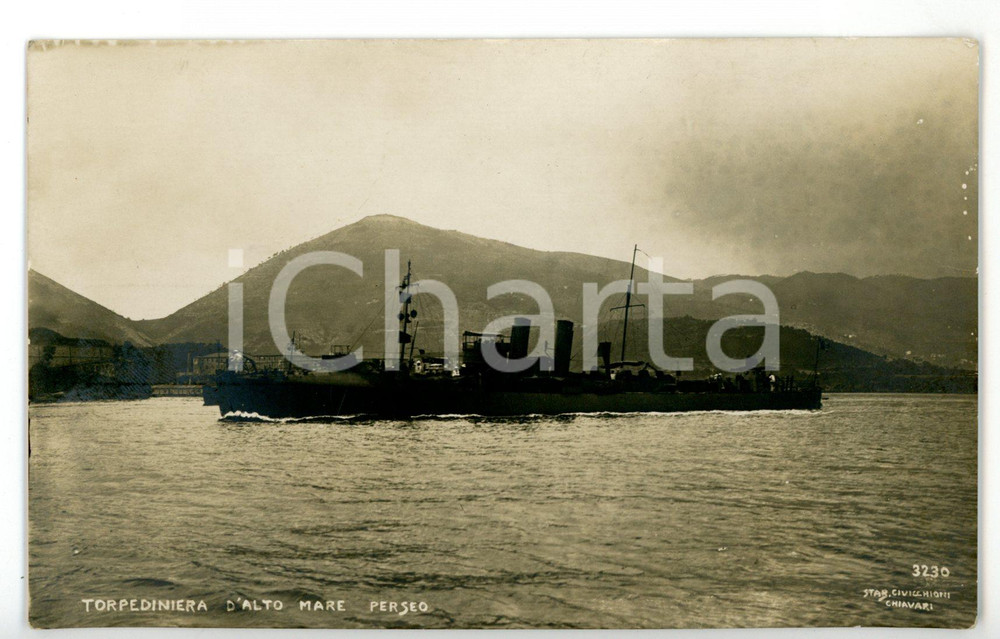 Cartolina originale da collezione 1920 ca LA SPEZIA Regia Nave PERSEO Torpediniera MARINA MILITARE Cartolina 1